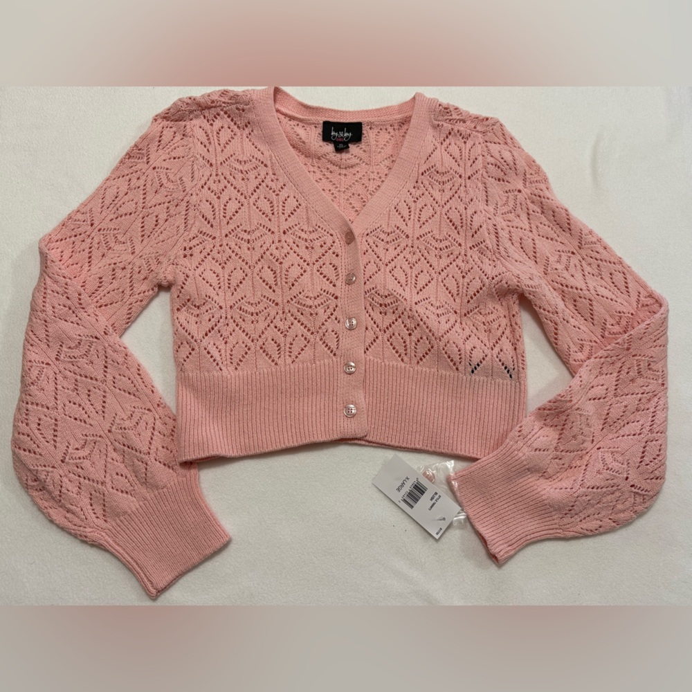 Girls XL Blush Pink Cropped V-Neck Cardigan - NWT